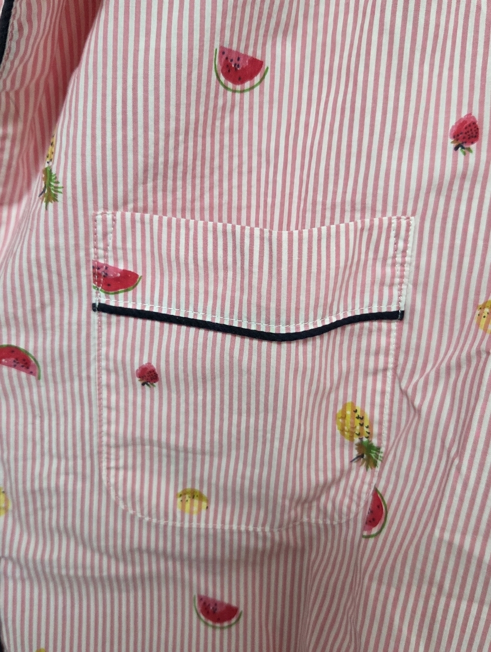 J. Crew Pink and White Striped Pajama Shirt Size Small Tropical Fruit Print - Picture 4 of 9
